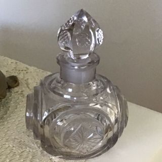 Gorgeous Vintage Cut Glass Perfume Bottle With Stopper,  Rare Bulls Eye Pattern