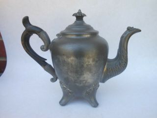 Very Good Antique American Pewter Teapot Smith & Feltman Albany