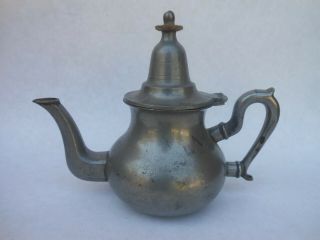 Very Good Antique Pewter Teapot Queen Anne Style
