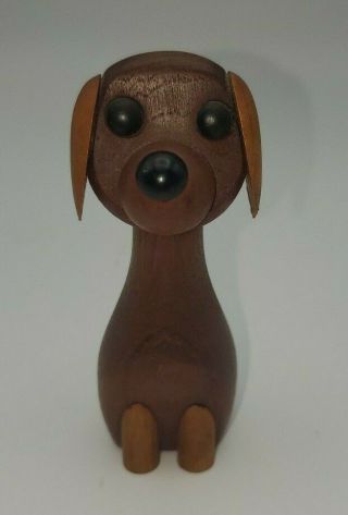 Vintage Mid Century Modern Japanese Teak Wood Carved Dog/puppy Figurine 4 Inch