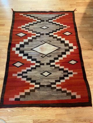 Large Vintage Navajo Rug 77.  5 X 53.  5 Traditional Colors