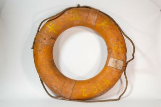 Vintage China Yangtze River Life Ring Preserver Raft Maritime Sewn Canvas