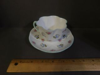 Vintage Teacup And Saucer Set Shelley England Rose Forget - Me - Not (3)