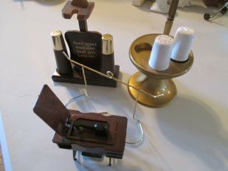 Vintage Miscellaneous Salt And Pepper Shakers Sewing Machine,  Wire Rack Wooden