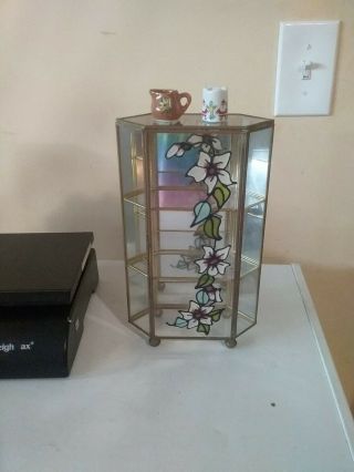 Floral Design Small Curio Cabinet
