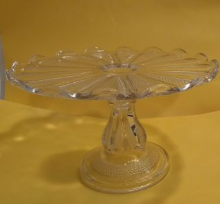 Vintage Clear Glass Cake Plate On Pedestal.  Unknown Manufacturer