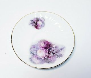 Argyle Bone China Teacup And Saucer Purple Flowers Mum ' s England 3