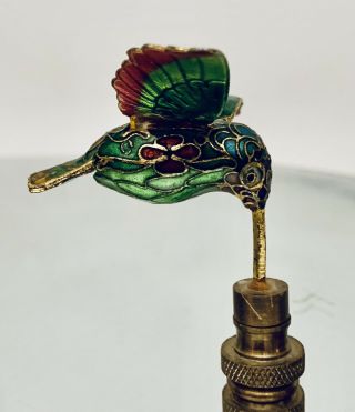 Vintage Stiffel Lamp Finials Brass Enamel Cloisonne Hummingbirds