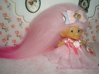 Dam Troll Doll Vintage 1960s 2 - 5/8 " Multi Pink Mohair & Artist Glass Eyes