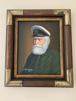 Vintage Oil Painting On Canvas - - Sea Captain - - Signed David Pelbam