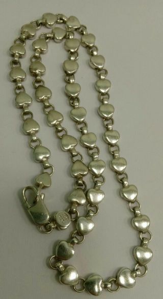 Vintage Sterling Silver Tiffany & Co.  Chain Of Hearts Necklace 16 " Long Rare