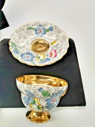 Vintage Rosina Tea Cup And Saucer Gold Gilted With Daisies