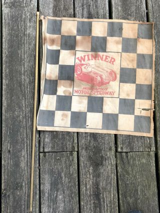 Vintage 1940s/1950s Indianapolis Motor Speedway Winner Checkered Flag Gas Oil