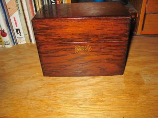 Vintage Weis Oak Wood Dovetailed 3 " X 5 " With Index Recipe Card Files And Box