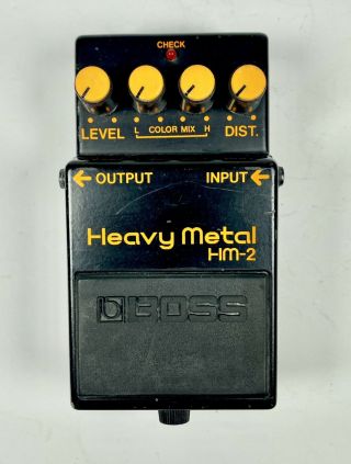 Vintage Boss Hm - 2 Heavy Metal Distortion Pedal Black Label Made In Taiwan