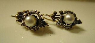 Antique Victorian 14k Gold & Pearl Earrings.
