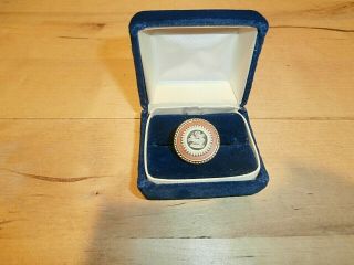14k Gold Ring With Brown Black Wedgwood Jasperware White Horse Vintage