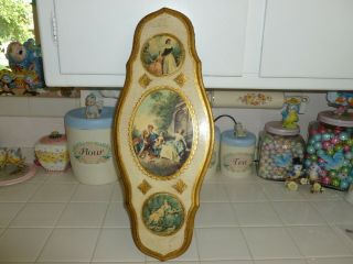 Vintage Gold Florentine Wood Wall Plaque With Victorian Ladies