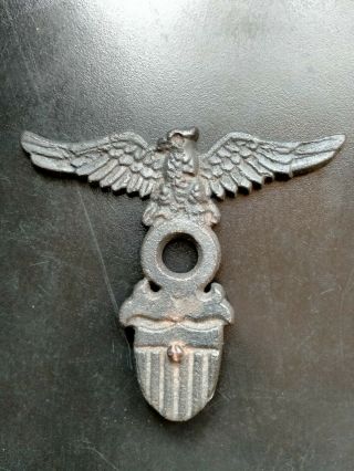 Antique Eagle Falcon Cast Iron Badge Car Mascot Plaque Heraldry Old Vintage