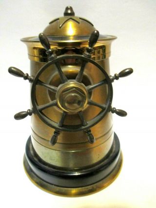 Vintage Brass Ship Wheel Cigar Cigarette Holder Dispenser Nautical / Pirate