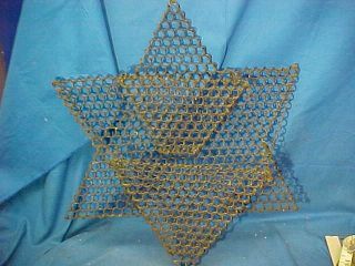 19thc Victorian Era Wire Star Pattern Wall Pocket For Mail Etc
