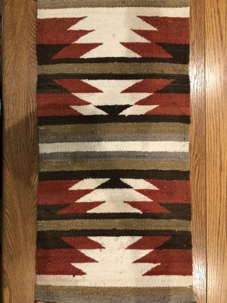 Navajo Vintage Rug Saddle Blanket 18”x36”.  Tagged.  Vivid Colors.  Estate.