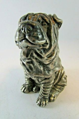 Vintage Rare 925 Silver Shar Pei Sharpei Large Dog Shar - Pei 4 " Tall Figurine