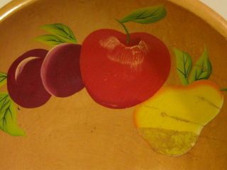 Vintage MUNISING Painted Fruit Wood Bowl Footed. 2
