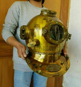 18 " Divers Helmet Diving Helmet U.  S Navy Mark V Deep Sea Antique Scuba Vintage