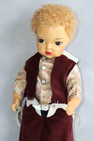 Vintage Jerri Lee Doll Pat Pending with Caracul Wig in Cowboy Outfit 3