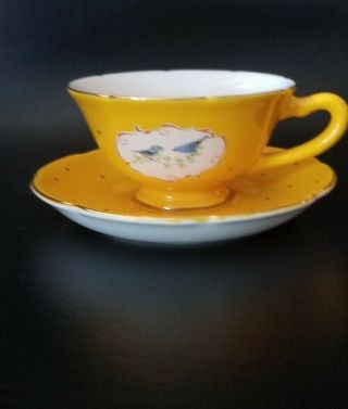 Anthropologie Bluebirds Teacup And Saucer