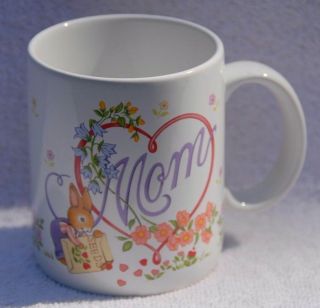 Avon Mug,  Mom My Whole World Blossoms When I Think Of You Bunny Rabbits Flowers