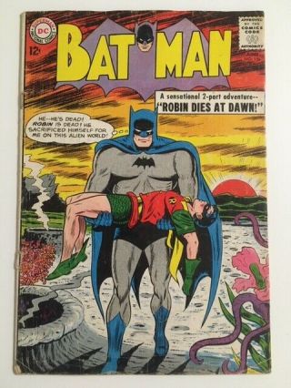 Batman 156 Vg,  On An Alien Planet Robin Dies At Dawn Iconic Cover Dc Comic 1967