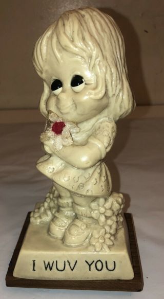Vintage Rare 1970s I Wuv You 9086 Resin Statue Figurine Russ Wallace Berrie