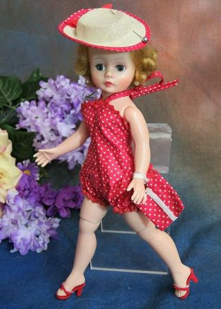 Vintage 1950s Madame Alexander Cissette Doll Tagged Red Polka Dot Dress Sun Suit