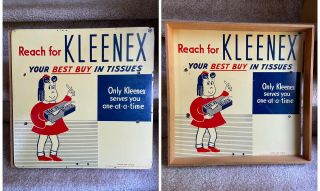 Vintage Kleenex Tissue Little Lulu Sign Two Sided Advertisement 1940 - 1950 Rare