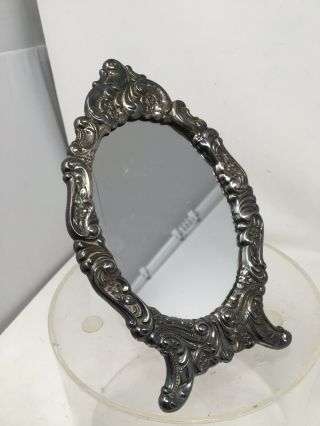 Baroque By Wallace Silver Plate Table Mirror 7”x4.  5”