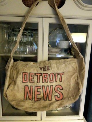 Vintage Detroit News Newspaper Delivery Bag Canvas Paperboy