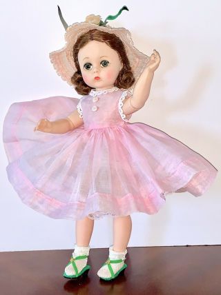 Vintage Madame Alexander 11.  5 " Lissy Doll In Tagged Pink Organdy Dress
