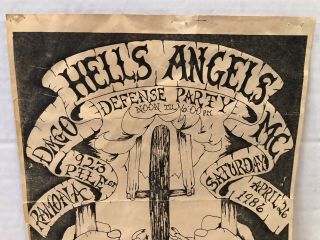 Vintage Flyer Hells Angels Dago MC Defense Party Ramona CA 1986 Tattoo Gary 2