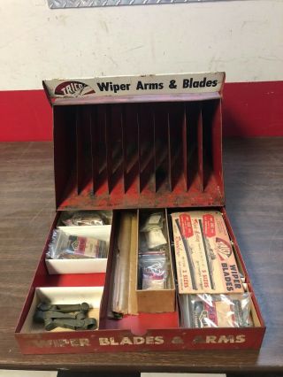 Vintage Trico Wiper Counter Cabinet Dealer Display W/ Drawer & Parts