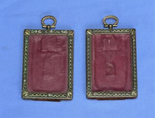 Vintage Mini Brass Metal Picture Frames W/hook & Stand For 2.  25 " X 3.  25 " Photo