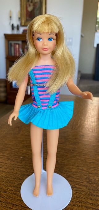 Vintage Skipper 1967 Pink Skin,  Lashes Tnt 1105 Doll Swimsuit - Pretty