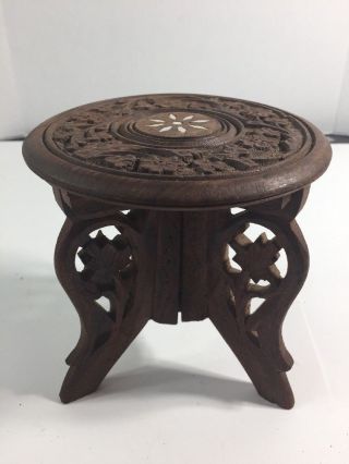 Antique Wood Carved Mini Table Made In India