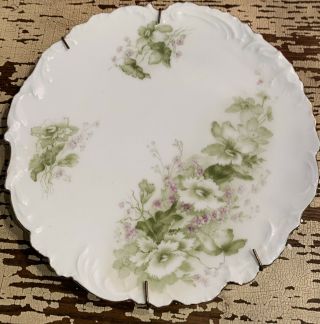 Antique German Porcelain Wall Plate Handpainted Floral - With Plate Hanger