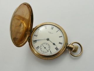 Vintage 1918 Waltham Traveler Usa Gold Filled Full Hunter Gents Pocket Watch Vgc