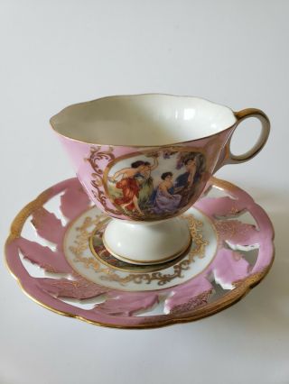 Royal Halsey L&m Very Fine China China Lusterware Footed Tea Cup & Saucer