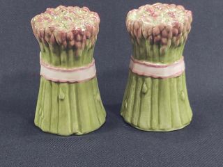 Vintage OCI Fitz and Floyd Ceramic Asparagus Vegetable Salt and Pepper Shaker 2