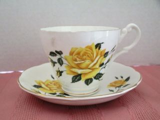 Royal Ascot Teacup Yellow Rose Bone China England Tea Cup Saucer Set