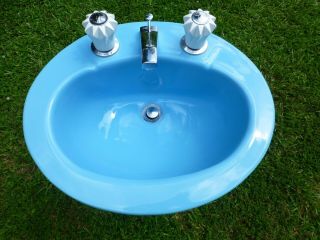 Vintage Kohler Bathroom Sink - Blue - One Tiny Flaw - Drop In - 1977